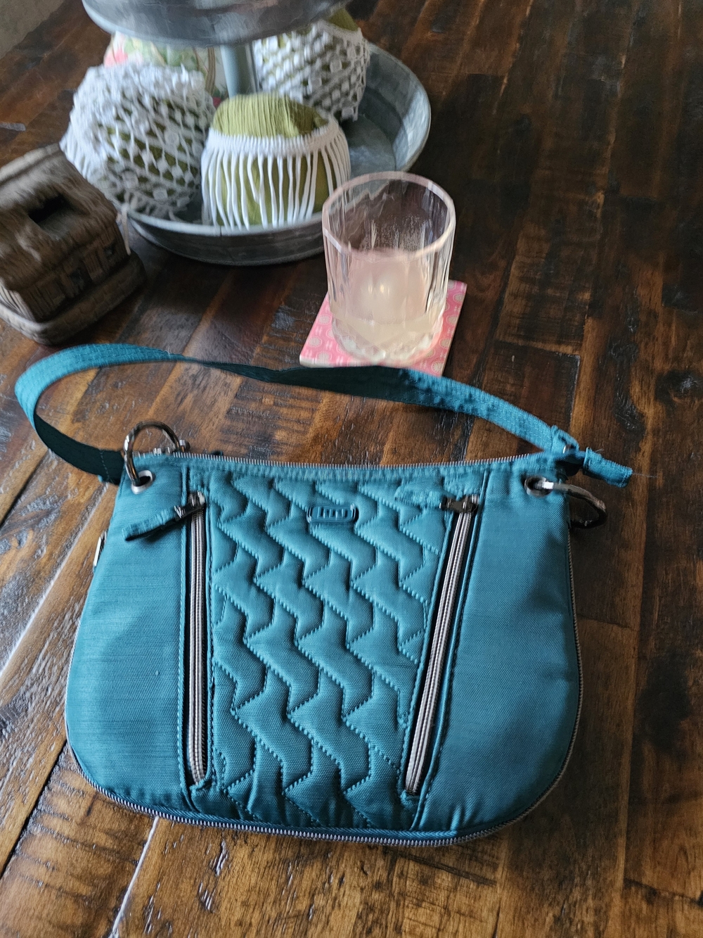 Teal Lug Swivel Quilted Crossbody Bag - Women's Shoulder Purse